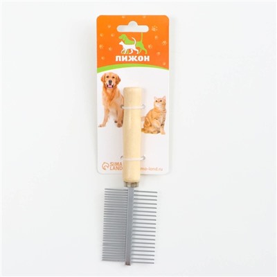 Расчёска Wood двухсторонняя с деревянной ручкой, 17×5.5 см