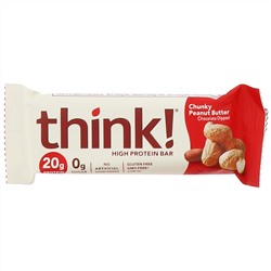 Think !, Высокопротеиновые батончики, кусочки арахисовой пасты, 10 батончиков по 60 г
