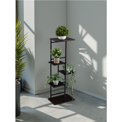 Подставка для цветов Greengo, 5 полок, 36×23×94 см, напольная, каркас металл, полки МДФ, чёрная