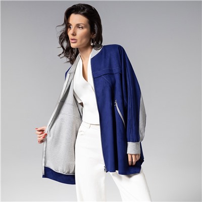 Бомбер из мягкой замши, Стильное вложение (oversize, S-M)
