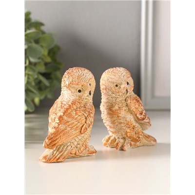 Набор фигурок 2 шт. «Два совенка», 8×8 см, бежевый