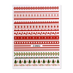 Наклейки для ногтей «Зимние узоры», красные, зелёные