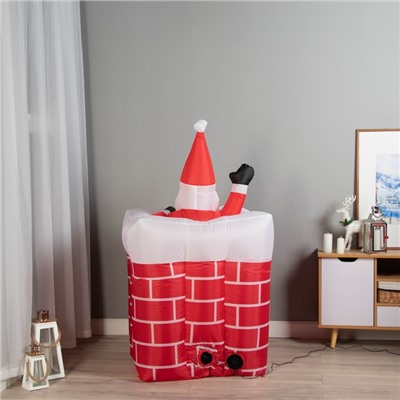 Надувная фигура новогодняя «Зимнее волшебство. Дед Мороз вылезает из трубы», двигается, 150 см