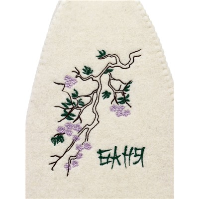 Шапка для бани и сауны «Сакура», полиэфир, шерсть, белая