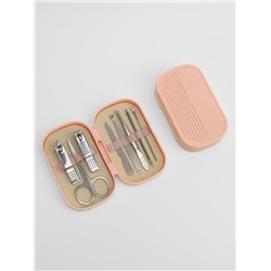 Набор маникюрный, 8 предметов, в пластиковом футляре, розовый