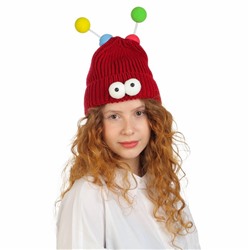 Карнавальная шапка «Глазастик» с рожками р-р 56-58, бордовая