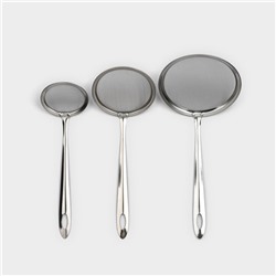Сито набор Доляна «Металлик» для снятия пены, 3 штуки, цвет серебристый