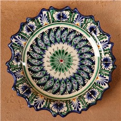 Тарелка Риштанская Керамика «Цветы», d=17 см, керамика, синяя