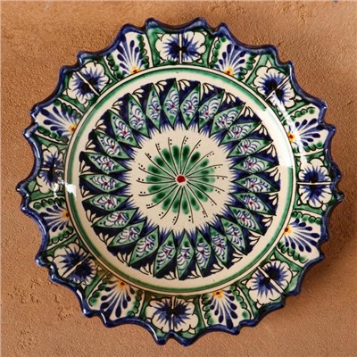 Тарелка Риштанская Керамика «Цветы», d=17 см, керамика, синяя