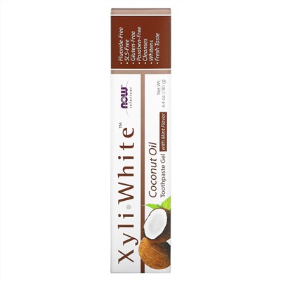 Now Foods, Solutions, XyliWhite, зубная гель-паста с кокосовым маслом, мята, 181 г (6,4 унции)