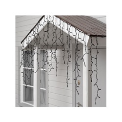 Гирлянда «Бахрома» 3×0.9 м, IP65, УМС, тёмная нить каучук, 144 LED, свечение синее, 220 В