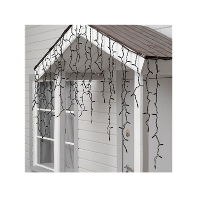 Гирлянда «Бахрома» 3×0.9 м, IP65, УМС, тёмная нить каучук, 144 LED, свечение синее, 220 В