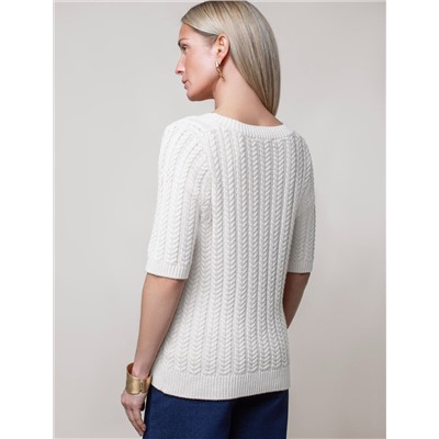 Джемпер фактурной вязки из хлопка с кашемиром