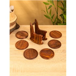 Подставка под горячее «Кресло», набор 6 шт., 14×10×6.5 см, дерево шишам