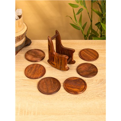 Подставка под горячее «Кресло», набор 6 шт., 14×10×6.5 см, дерево шишам
