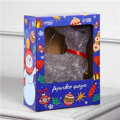 Светодиодная фигура «Олень с колокольчиком» 18×25×8 см, акрил, 20 LED, батарейки ААх2 (не в комплекте), свечение белое