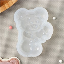 Молд для заливки «Мишка с сердцем», 7×5.3 см, силикон, прозрачный