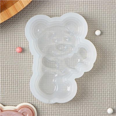 Молд для заливки «Мишка с сердцем», 7×5.3 см, силикон, прозрачный
