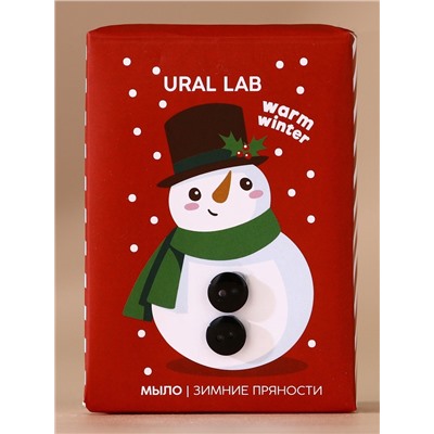 Новогодний подарочный набор косметики «Снегопад чудес»: мыло для рук кусковое 100 г и мочалка для тела, URAL LAB