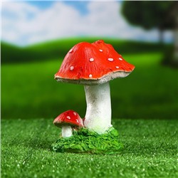 Садовая фигура из полистоуна «Грибы-мухоморы», 17 см