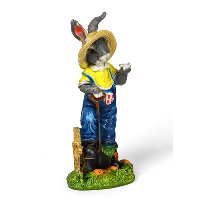 Садовая фигура из полистоуна «Зайчик дачник с бабочкой», 49×18×22 см