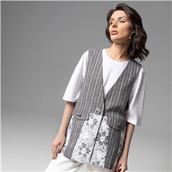 Жилет комбинированный с кружевом, Искусство переговоров (grey)