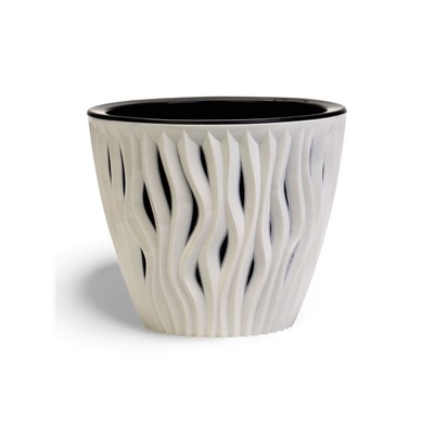 Кашпо для цветов со вставкой «Вдохновение», 3 л, бело-чёрное