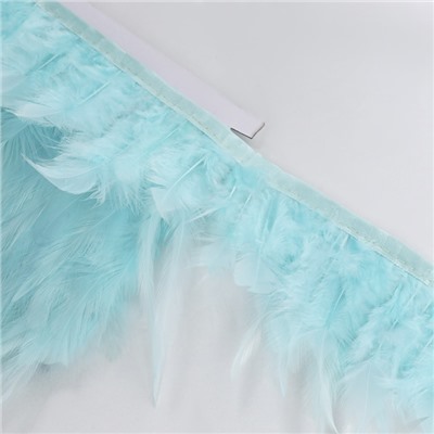 Перья петуха декоративные, на ленте, 10-15 см, 5±0.5 м, светло-голубые