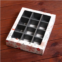 Коробка под 12 конфет новогодняя «Подарки», 19×15×3.5 см