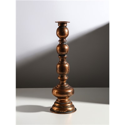 Металлический подсвечник на 1 свечу «Эрмете», состаренная бронза, 13.5×13.5×43.5 см
