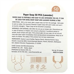 Charley, Paper Soap, Lavender, 50 Sheets