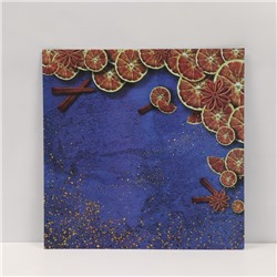 Фотофон двусторонний картон плотность 350 г «Морозный узор и апельсины» 50×50 см