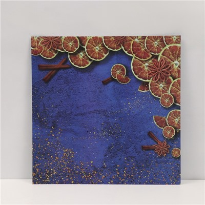 Фотофон двусторонний картон плотность 350 г «Морозный узор и апельсины» 50×50 см