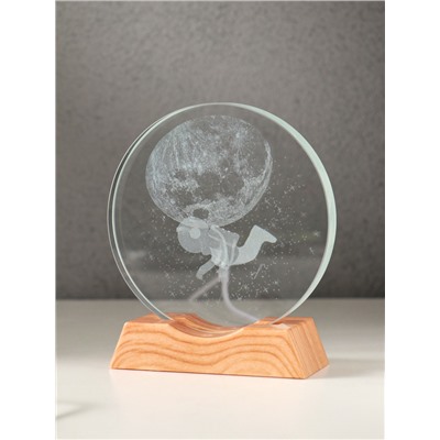 Световая фигурка стекло «Диск. Голограмма: Открытый космос», 5×LED, d=10 см, USB, 10×4×11.4 см