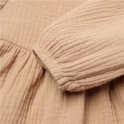 Платье для девочки с воротничком «Крошка Я. Муслин», рост 92-98 см, бежевое