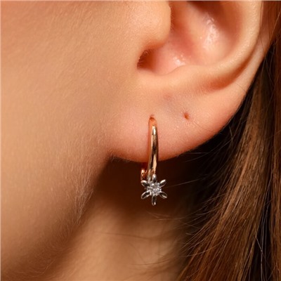 Серьги цветы ювелирная бижутерия коллекция "Дубай", покрытие позолота, вставка: фианиты, цвет: прозрачный, арт.213.584