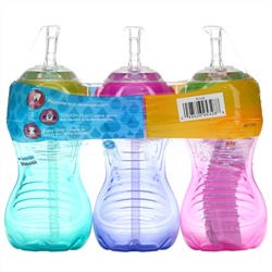 Nuby, No Spill FlexStraw Cups, 12+ M, Girl, 3 Pack, 10 oz (300 ml) Each