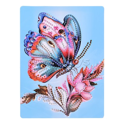 Мозаика алмазная "Бабочка на цветке" 15*20см