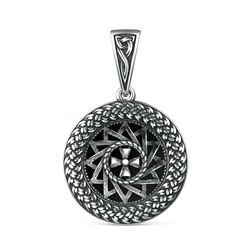 Подвеска славянский оберег из чернёного серебра с чёрным агатом - Звезда Эрцгаммы (Древний сильный талисман, помогающий вылечить духовные и телесные недуги, уберечься от несчастий и сложных, запутанны 925 пробы 4102019 Звезда Эрцгаммы