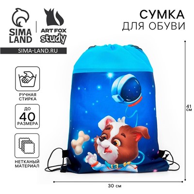 Мешок для обуви «Космический пушистик» (нетканый материал) 41×30 см