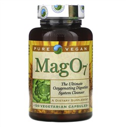 Pure Vegan, Mag 07, высокоэффективное окисляющее средство для очистки пищеварительной системы, 120 вегетарианских капсул (Discontinued Item)