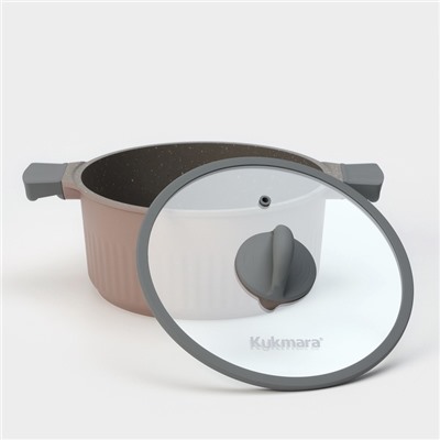 Кастрюля KUKMARA Stella, 4.2 л, d=25.5 см, h=12 см, стеклянная крышка, антипригарное покрытие, литой алюминий