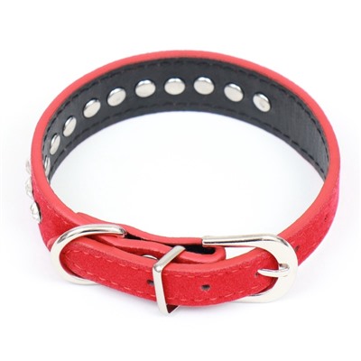 Ошейник «Бархат и стразы», 31×1.3/2 см, ОШ 22-28 см, красный