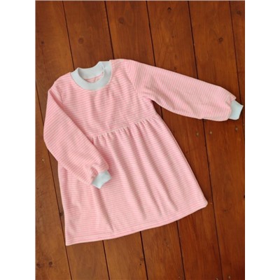 Платье Велюр с длинным рукавом 33054 (Розовый)