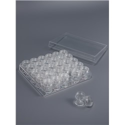 Органайзер для хранения мелочей, 30 баночек, d=2.6×2.8 см, 16.5×13.5×3.5 см, прозрачный