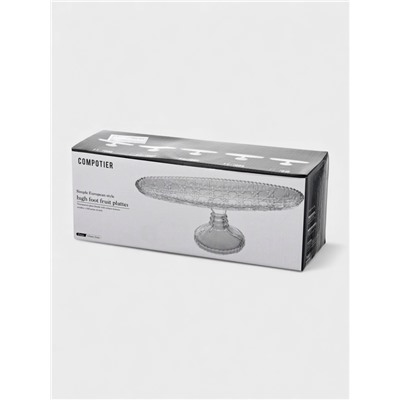 Блюдо на ножке, 31×10.5×11.5 см, стекло, прозрачное