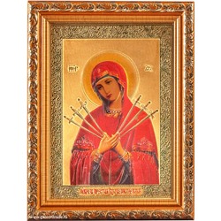 Икона 13х18 Богородица Семистрельная  под стеклом / S048-28 / 2025C-101C1/