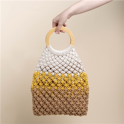 Сумка женская SL Home, ручное плетение, хлопок, кольцо 14.5 см, 30×45 см