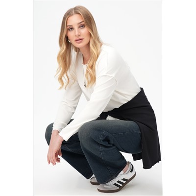 Женский лонгслив оверсайз из футера двухнитки Happyfox