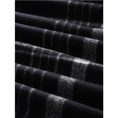 Плед с бахромой «Этель. Клетка», 120×160 см, чёрный